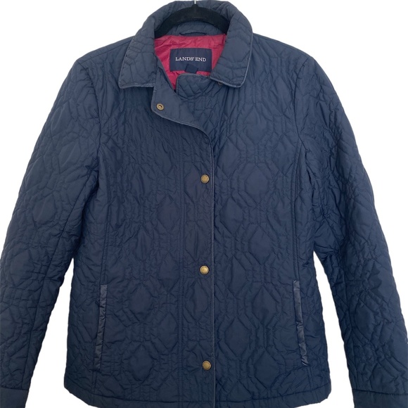 Land's End Navy Blue Quilted Look Coat - Picture 1 of 4
